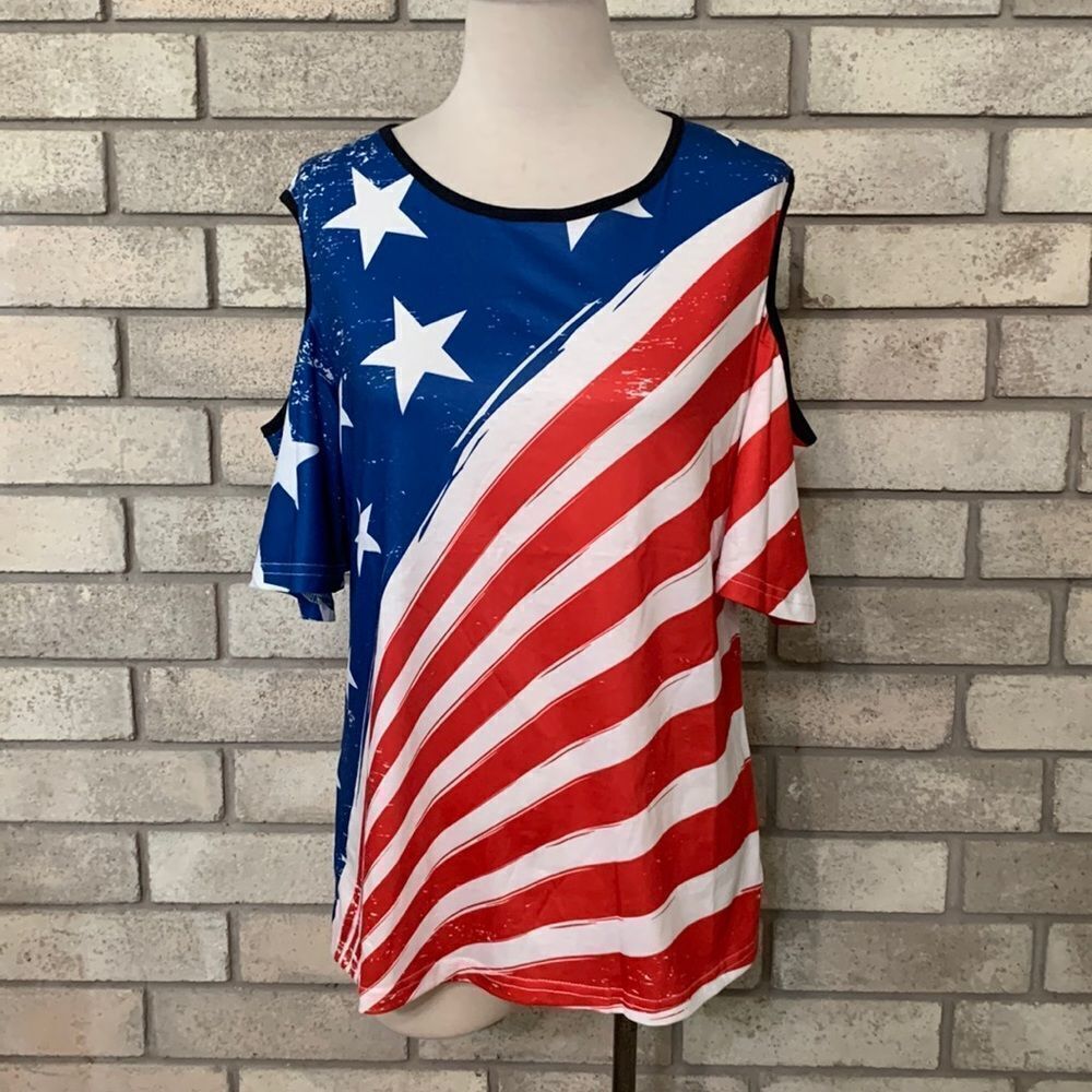 3for$20 NWOT 4th of July American flag usa flag shirt medium
